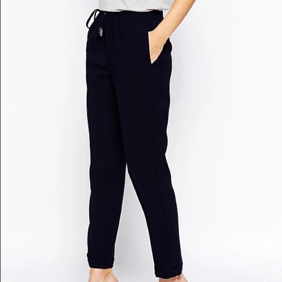 Whistles London UK crepe Helena trouser pants joggers navy - Picture 3 of 3